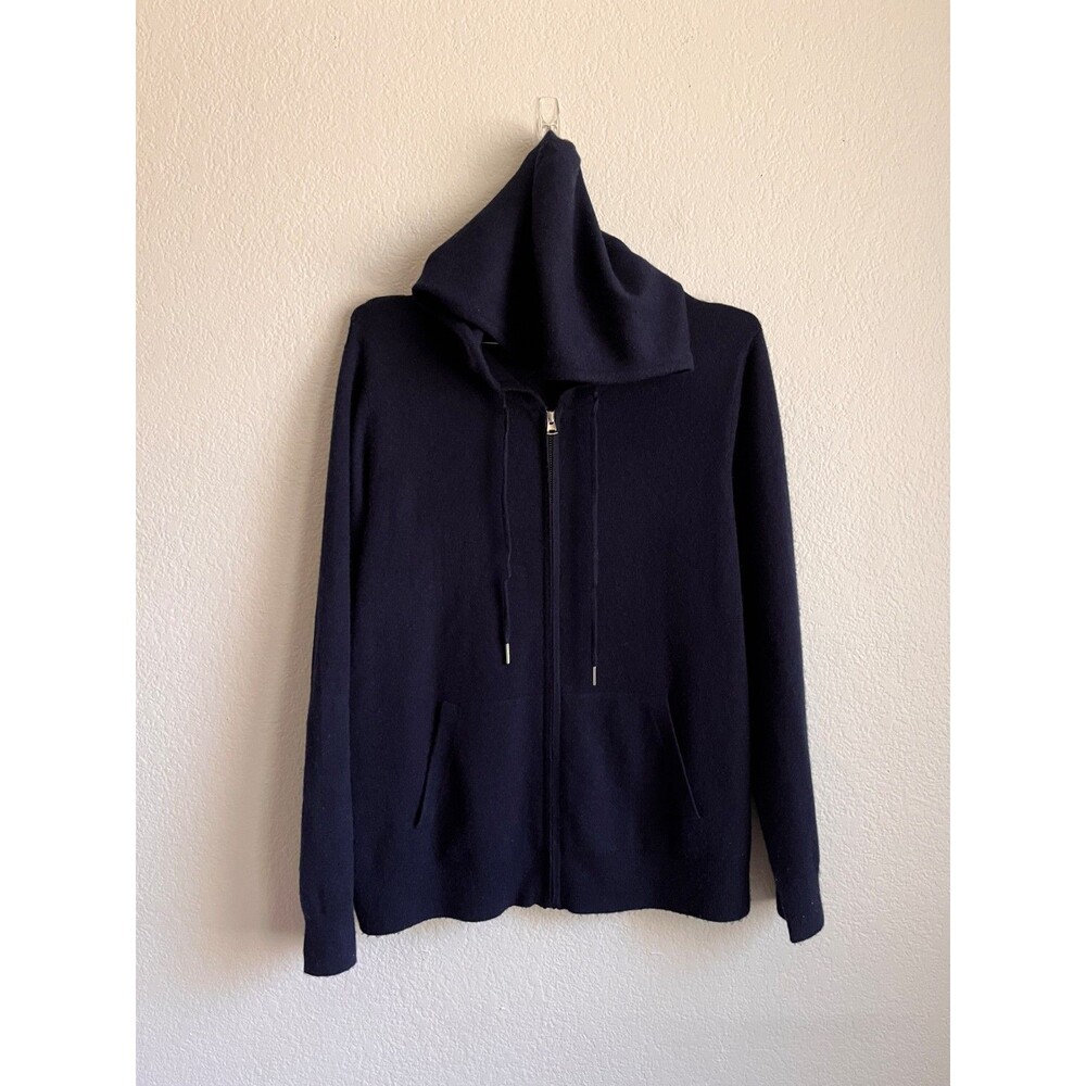 Quince Men's Mongolian Cashmere Full-Zip Hoodie in True Navy Size LARGE